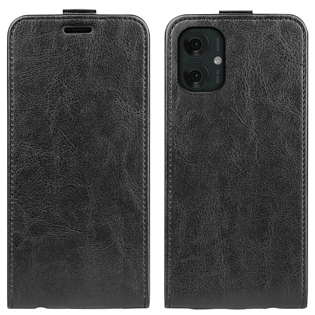 For Motorola Moto G55 5G Case with Card Slots Vertical Flip Leather Phone Cover - Black