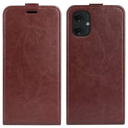 For Motorola Moto G55 5G Case with Card Slots Vertical Flip Leather Phone Cover - Brown