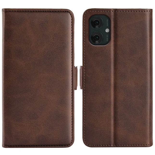 For Motorola Moto G55 5G Stand Case Calf Texture Leather Wallet Phone Cover - Brown