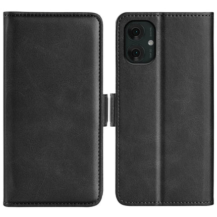 For Motorola Moto G55 5G Stand Case Calf Texture Leather Wallet Phone Cover - Black