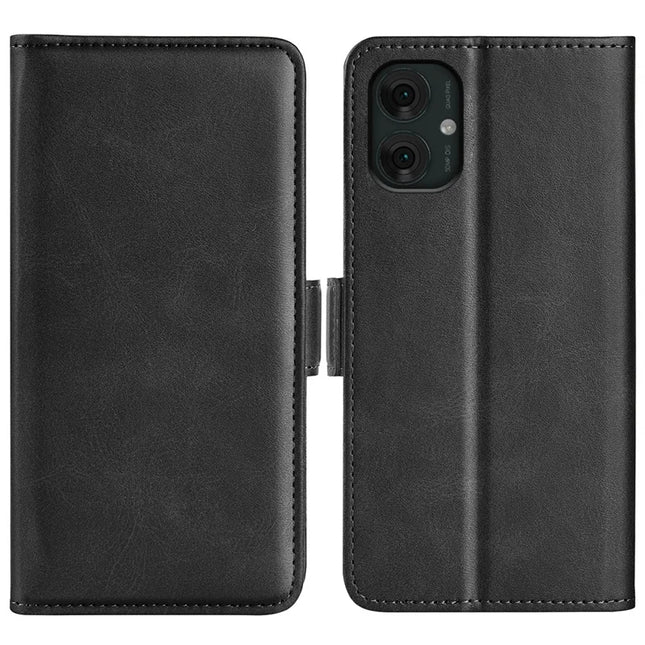 For Motorola Moto G55 5G Stand Case Calf Texture Leather Wallet Phone Cover - Black