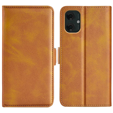 For Motorola Moto G55 5G Stand Case Calf Texture Leather Wallet Phone Cover - Yellow