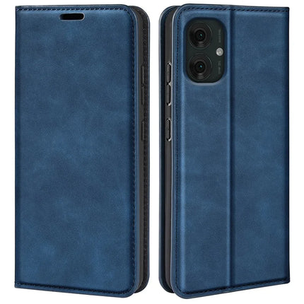 For Motorola Moto G55 5G Case Skin-Touch Leather Wallet Phone Cover - Blue