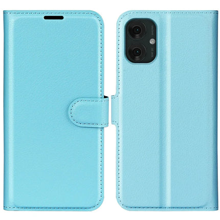 For Motorola Moto G55 5G Case Litchi Texture Shockproof Leather Wallet Phone Cover - Blue