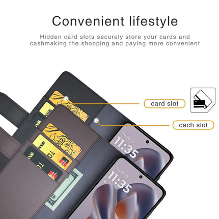For Motorola Edge 50 Neo 5G / Moto S50 5G / Thinkphone 25 5G Case Genuine Split Leather Phone Cover Wallet Card Slot