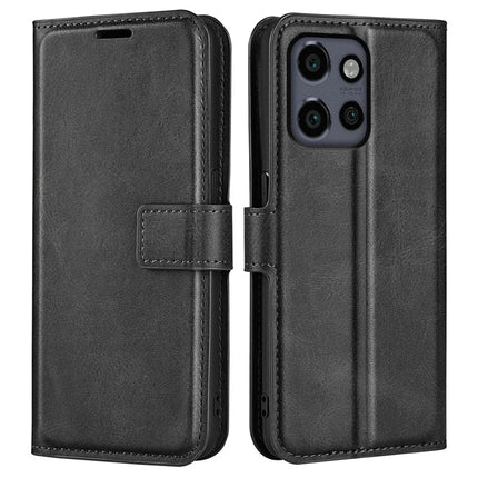 For Motorola Edge 50 Neo 5G / Moto S50 5G / Thinkphone 25 5G Stand Case Anti-Scratch Calf Texture Leather Phone Cover - Black
