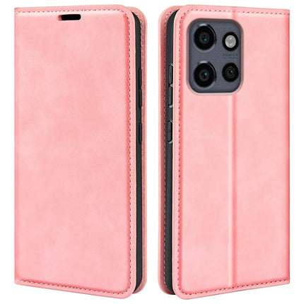 For Motorola Edge 50 Neo 5G / Moto S50 5G / Thinkphone 25 5G Case Skin-Touch Leather Wallet Phone Cover - Pink