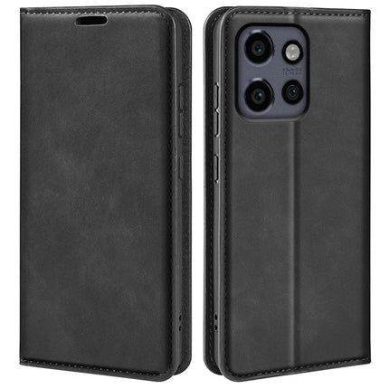 For Motorola Edge 50 Neo 5G / Moto S50 5G / Thinkphone 25 5G Case Skin-Touch Leather Wallet Phone Cover - Black