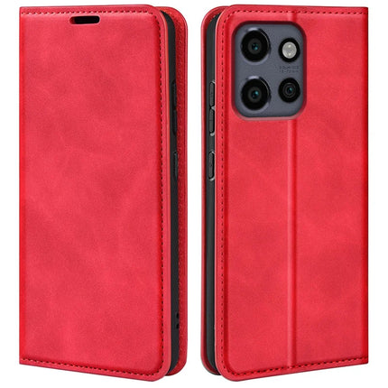 For Motorola Edge 50 Neo 5G / Moto S50 5G / Thinkphone 25 5G Case Skin-Touch Leather Wallet Phone Cover - Red