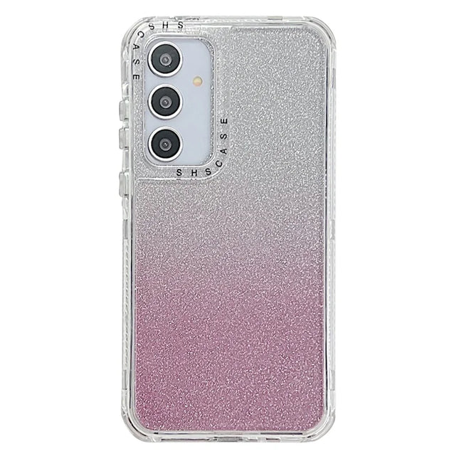 For Samsung Galaxy A55 5G Case Glitter Design PC+TPU Shockproof Phone Cover - Pink