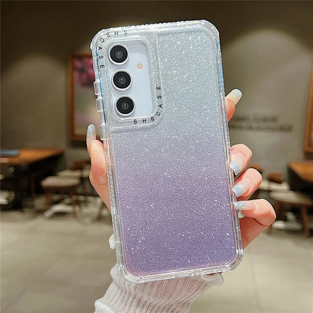 For Samsung Galaxy A55 5G Case Glitter Design PC+TPU Shockproof Phone Cover - Purple