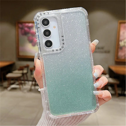 For Samsung Galaxy A55 5G Case Glitter Design PC+TPU Shockproof Phone Cover - Green