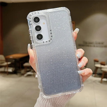 For Samsung Galaxy A55 5G Case Glitter Design PC+TPU Shockproof Phone Cover - Grey