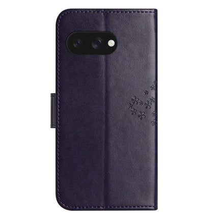 For Google Pixel 9a Case PU Leather Owl Tree Imprinted Wallet Phone Cover