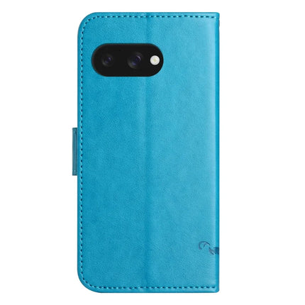 For Google Pixel 9a Case Wallet Stand Imprinted Butterfly Flower PU Leather Phone Cover