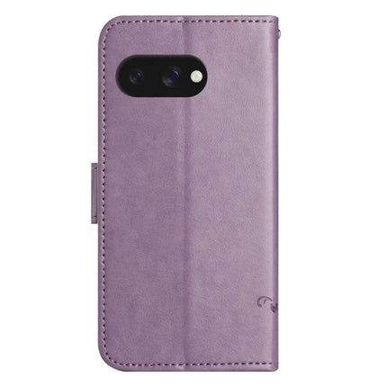 For Google Pixel 9a Case Wallet Stand Imprinted Butterfly Flower PU Leather Phone Cover