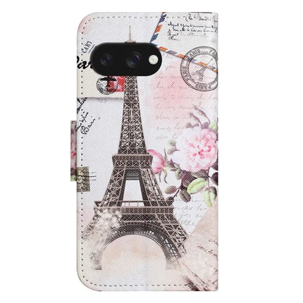 For Google Pixel 9a Leather Case Pattern Printing Cross Texture Phone Cover