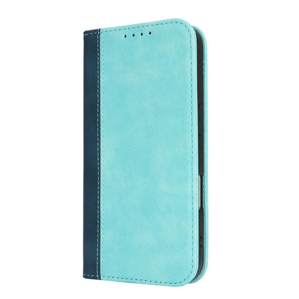 For iPhone 16 Case Calf Texture 3 Card Slots Color Splicing Leather Phone Cover