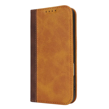 For iPhone 16 Plus Case Calf Texture 3 Card Slots Color Splicing Leather Phone Cover