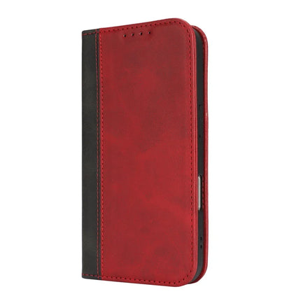 For iPhone 16 Plus Case Calf Texture 3 Card Slots Color Splicing Leather Phone Cover