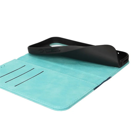 For iPhone 16 Plus Case Calf Texture 3 Card Slots Color Splicing Leather Phone Cover