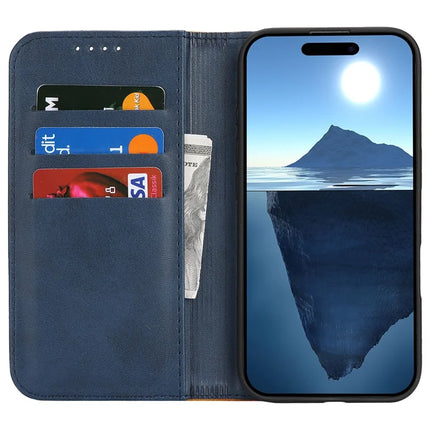 For iPhone 16 Pro Max Case Calf Texture 3 Card Slots Color Splicing Leather Phone Cover