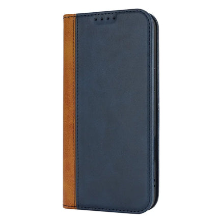 For iPhone 16 Pro Max Case Calf Texture 3 Card Slots Color Splicing Leather Phone Cover