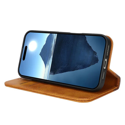 For iPhone 16 Pro Max Case Calf Texture 3 Card Slots Color Splicing Leather Phone Cover