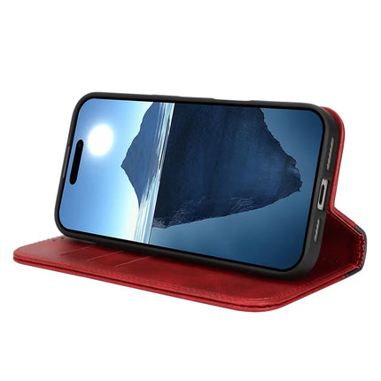 For iPhone 16 Pro Max Case Calf Texture 3 Card Slots Color Splicing Leather Phone Cover