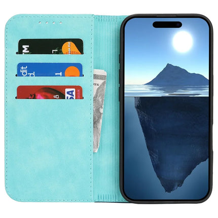 For iPhone 16 Pro Max Case Calf Texture 3 Card Slots Color Splicing Leather Phone Cover