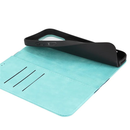 For iPhone 16 Pro Max Case Calf Texture 3 Card Slots Color Splicing Leather Phone Cover