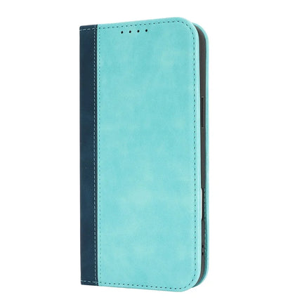 For iPhone 16 Pro Max Case Calf Texture 3 Card Slots Color Splicing Leather Phone Cover