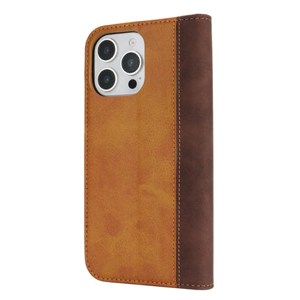 For iPhone 16 Pro Case Calf Texture 3 Card Slots Color Splicing Leather Phone Cover