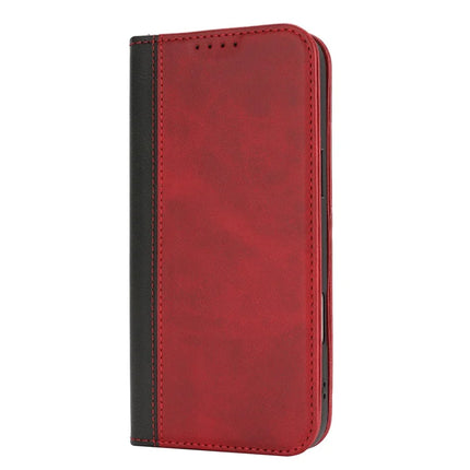 For iPhone 16 Pro Case Calf Texture 3 Card Slots Color Splicing Leather Phone Cover