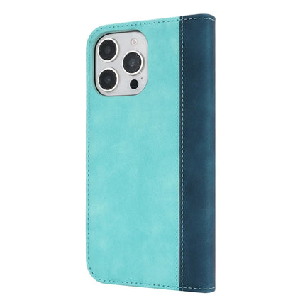 For iPhone 16 Pro Case Calf Texture 3 Card Slots Color Splicing Leather Phone Cover