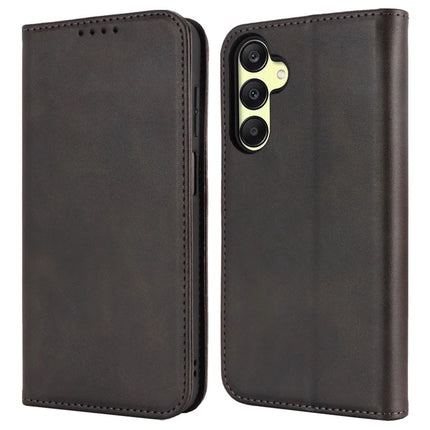 For Samsung Galaxy A16 5G / 4G Case PU Leather Calf Textured Magnetic Closing Smart Phone Cover - Black