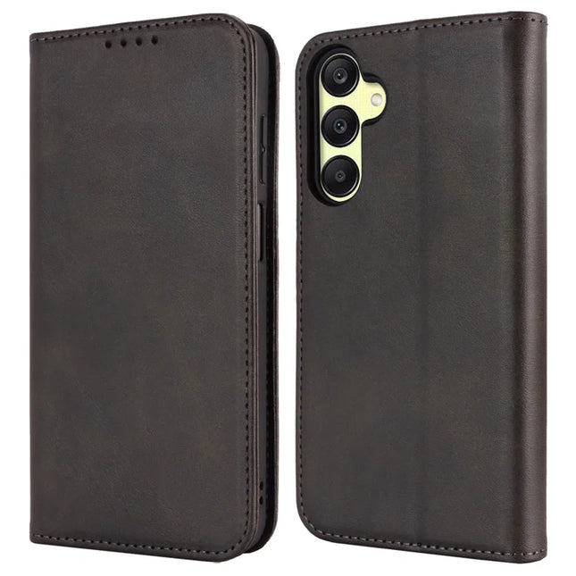 For Samsung Galaxy A16 5G / 4G Case PU Leather Calf Textured Magnetic Closing Smart Phone Cover - Black