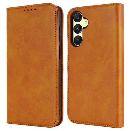 For Samsung Galaxy A16 5G / 4G Case PU Leather Calf Textured Magnetic Closing Smart Phone Cover - Light Brown