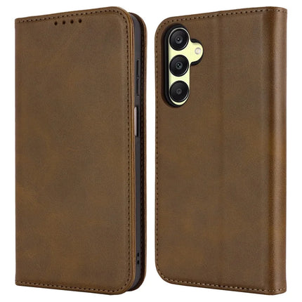 For Samsung Galaxy A16 5G / 4G Case PU Leather Calf Textured Magnetic Closing Smart Phone Cover - Dark Green