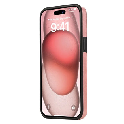 For iPhone 14 PU Leather Back Case Card Holder Kickstand Phone Cover with Wrist Strap