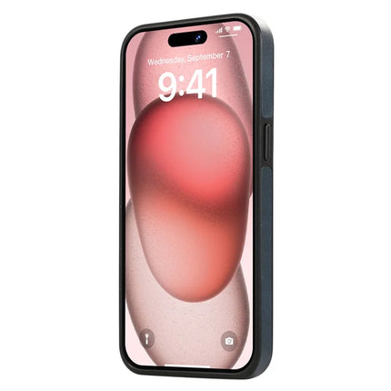 For iPhone 14 PU Leather Back Case Card Holder Kickstand Phone Cover with Wrist Strap