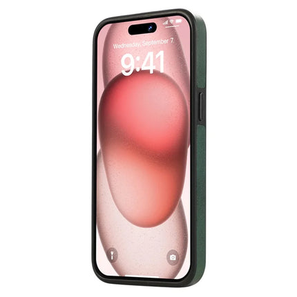 For iPhone 14 PU Leather Back Case Card Holder Kickstand Phone Cover with Wrist Strap