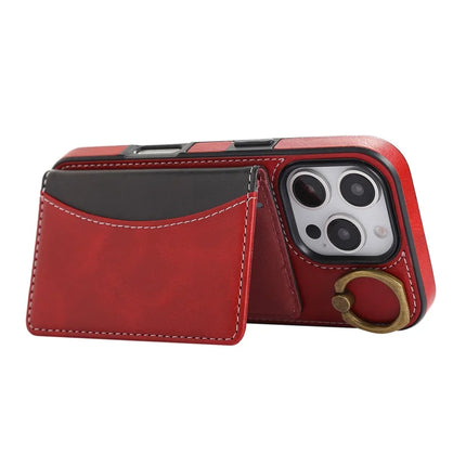 For iPhone 16 Pro Max PU Leather Back Case Card Holder Kickstand Phone Cover with Wrist Strap