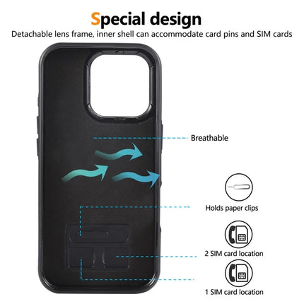 For iPhone 16 Pro PU Leather Back Case Card Holder Kickstand Phone Cover with Wrist Strap