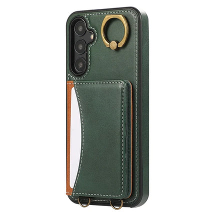 For Samsung Galaxy A05s 4G PU Leather Back Case Card Holder Kickstand Phone Cover with Wrist Strap