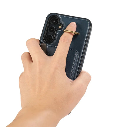 For Samsung Galaxy A05s 4G PU Leather Back Case Card Holder Kickstand Phone Cover with Wrist Strap