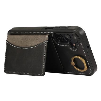 For Samsung Galaxy A05s 4G PU Leather Back Case Card Holder Kickstand Phone Cover with Wrist Strap