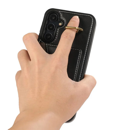 For Samsung Galaxy A05s 4G PU Leather Back Case Card Holder Kickstand Phone Cover with Wrist Strap