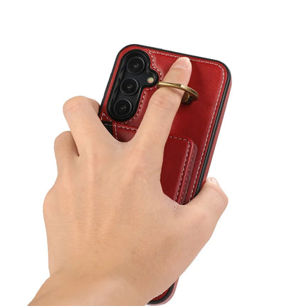For Samsung Galaxy A05s 4G PU Leather Back Case Card Holder Kickstand Phone Cover with Wrist Strap