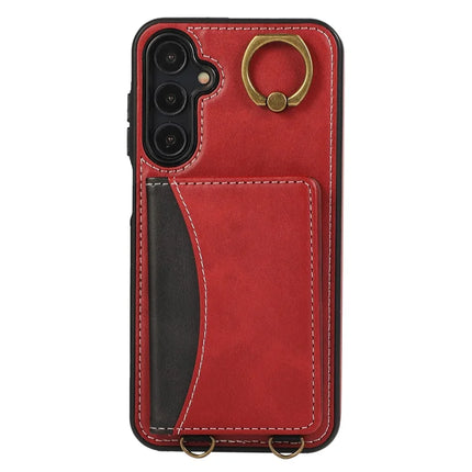For Samsung Galaxy A05s 4G PU Leather Back Case Card Holder Kickstand Phone Cover with Wrist Strap